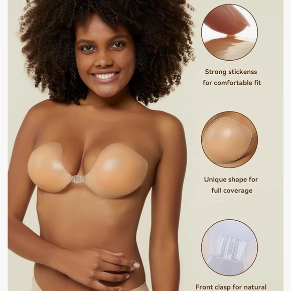 Niidor Sticky Bra,Strapless Adhesive Silicone W/Nipple Covers for Backless Dress - Picture 3 of 9